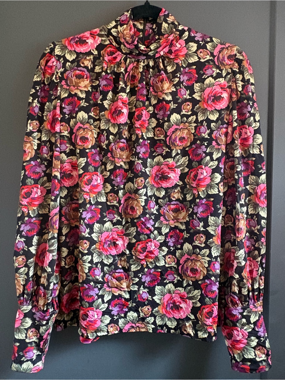 & Other Stories Black Floral Rose Print Blouse